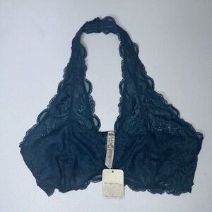 Free People Last Dance Floral Lace Halter Bra Size Large Blue MSRP 38!!! Sexy